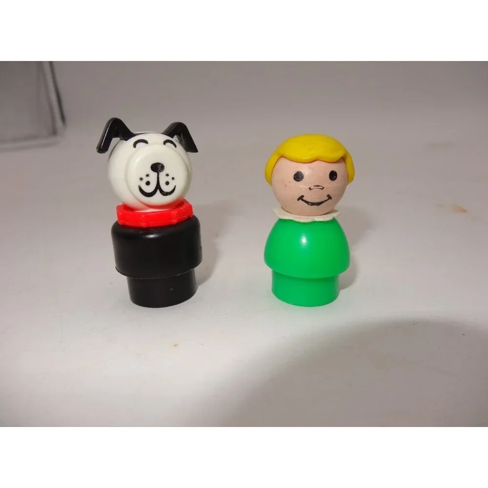 Fisher-Price Little People Green Girl w/ Blonde Hair  Black & White‎ Dog Lucky